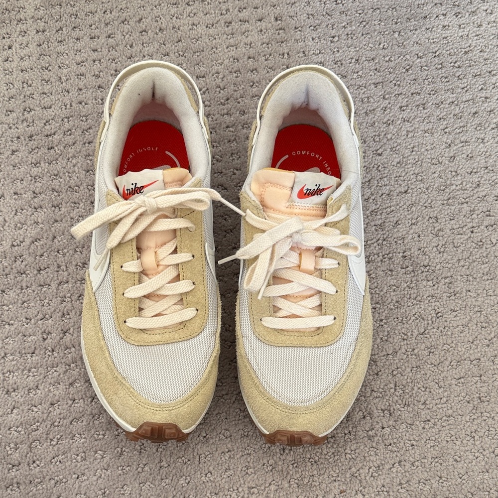 Nike Women's Cream and White Sneakers
